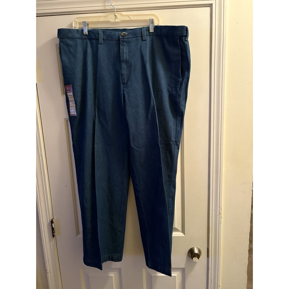 Haggar Work to Weekend Classic Fit Pleated Jeans Men's 44x29 Blue Denim NWT New